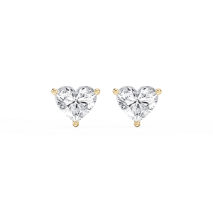 Heart Lab Grown Diamond Classic Three Prong Martini Threaded Stud Earrings