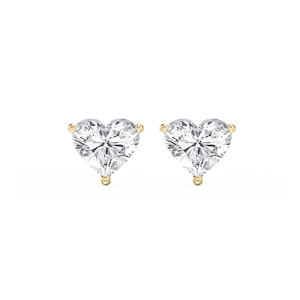Heart Lab Grown Diamond Classic Three Prong Martini Threaded Stud Earrings