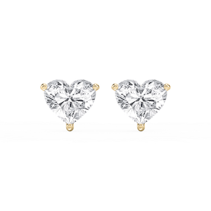 Heart Lab Grown Diamond Classic Three Prong Martini Threaded Stud Earrings