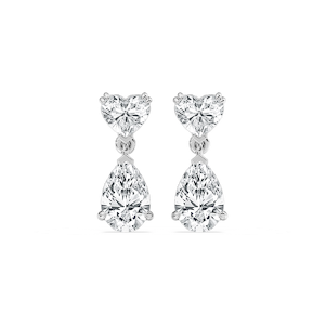 3 ctw Heart and Pear Lab Grown Diamond Drop Earrings