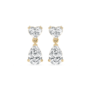 3 ctw Heart and Pear Lab Grown Diamond Drop Earrings