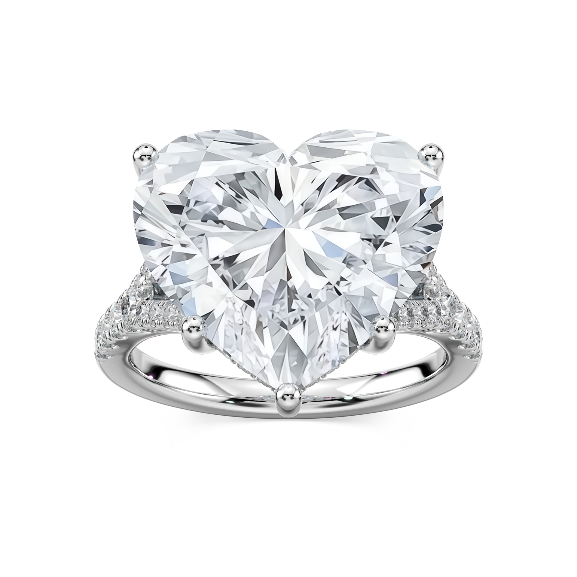 Heather 14 ctw Heart Lab Grown Diamond Split Shank Hidden Halo Engagement Ring - Signature Collection