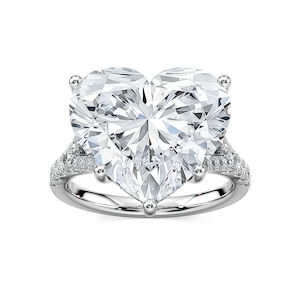 Heather 14 ctw Heart Lab Grown Diamond Split Shank Hidden Halo Engagement Ring - Signature Collection