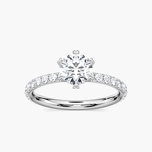 Brooklyn Round Lab Grown Diamond Six Double Prong Side Stone Engagement Ring