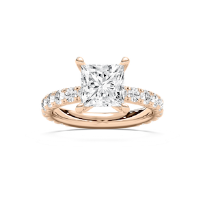 Heidi 3 ⅞ ctw Princess Lab Grown Diamond Decorative Prong Side Stone Engagement Ring