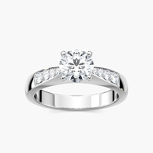 Helen Lab Grown Diamond Pinched Channel Side Stone Engagement Ring