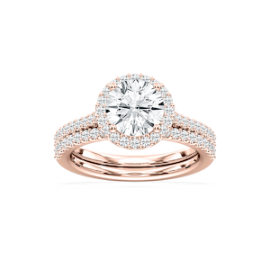 Zoey Lab Grown Diamond Halo Shared Prong Wedding Set