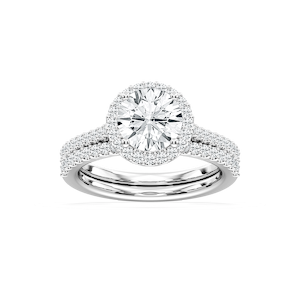 Zoey Lab Grown Diamond Halo Shared Prong Wedding Set