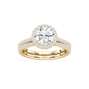 Zoey Lab Grown Diamond Halo Shared Prong Wedding Set