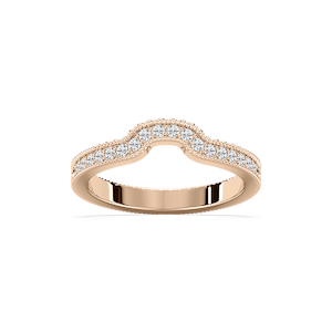Honey 1/5 ctw Round Lab Grown Diamond Etched Profile Curved Band