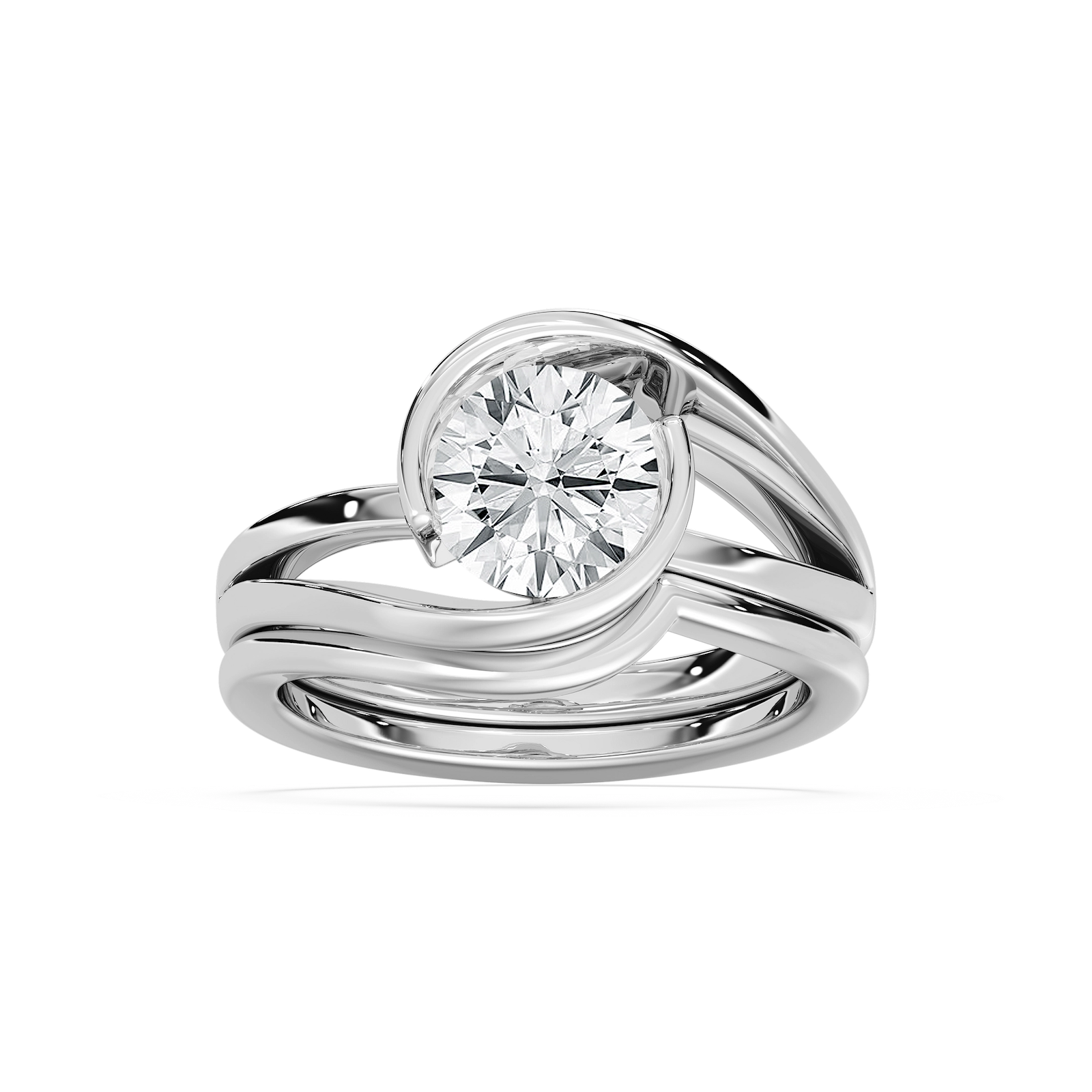 Corina Lab Grown Diamond Split Shank Solitaire Wedding Set