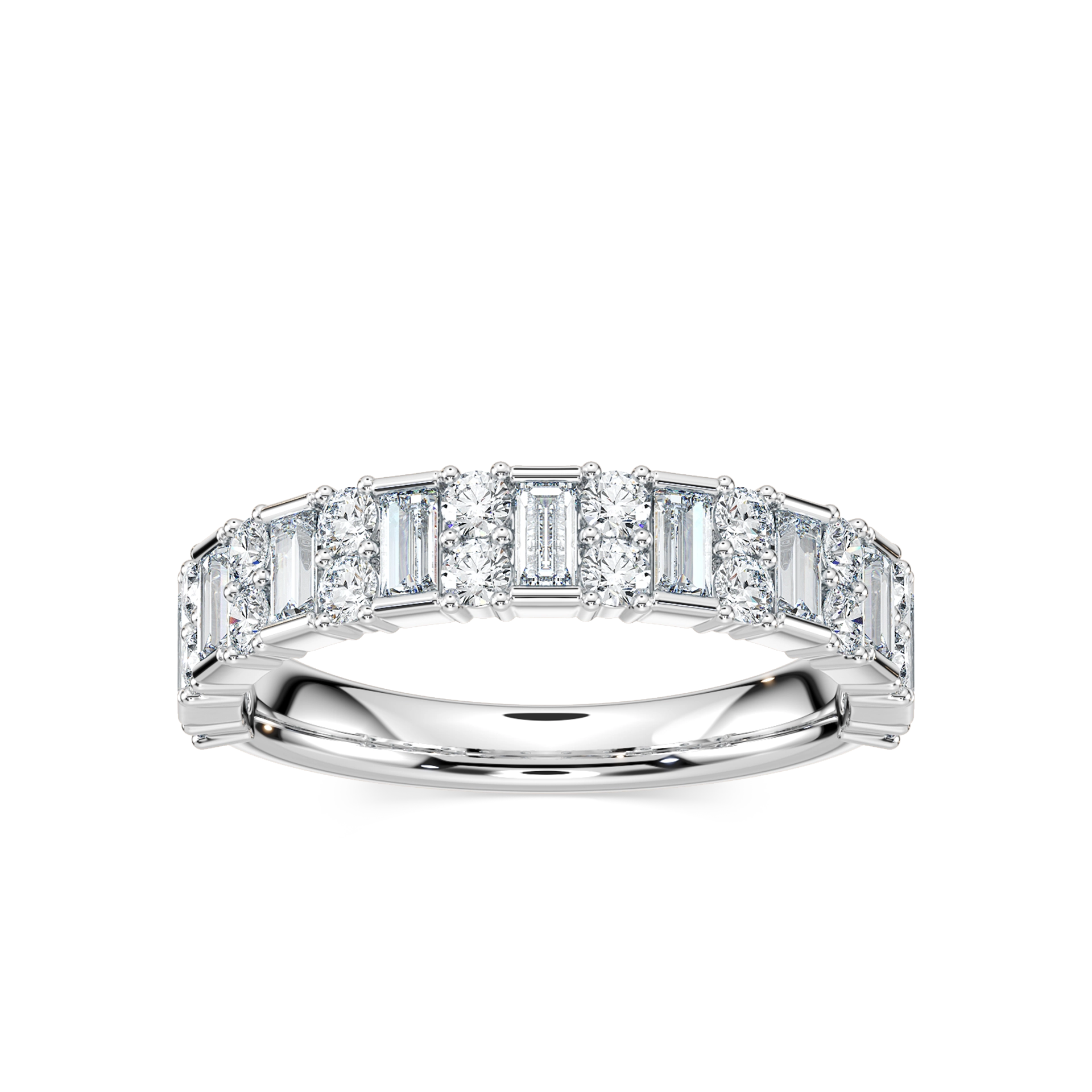 Indy 7/8 ctw Baguette and Round Lab Grown Diamond Alternating Wedding Band