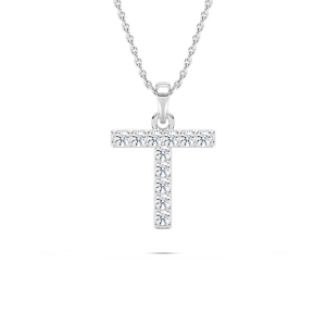 Round Lab Grown Diamond Initial Pendant - 18 Inches