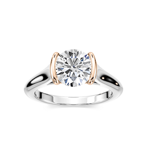 Audrey Round Lab Grown Diamond Half Bezel Solitaire Engagement Ring