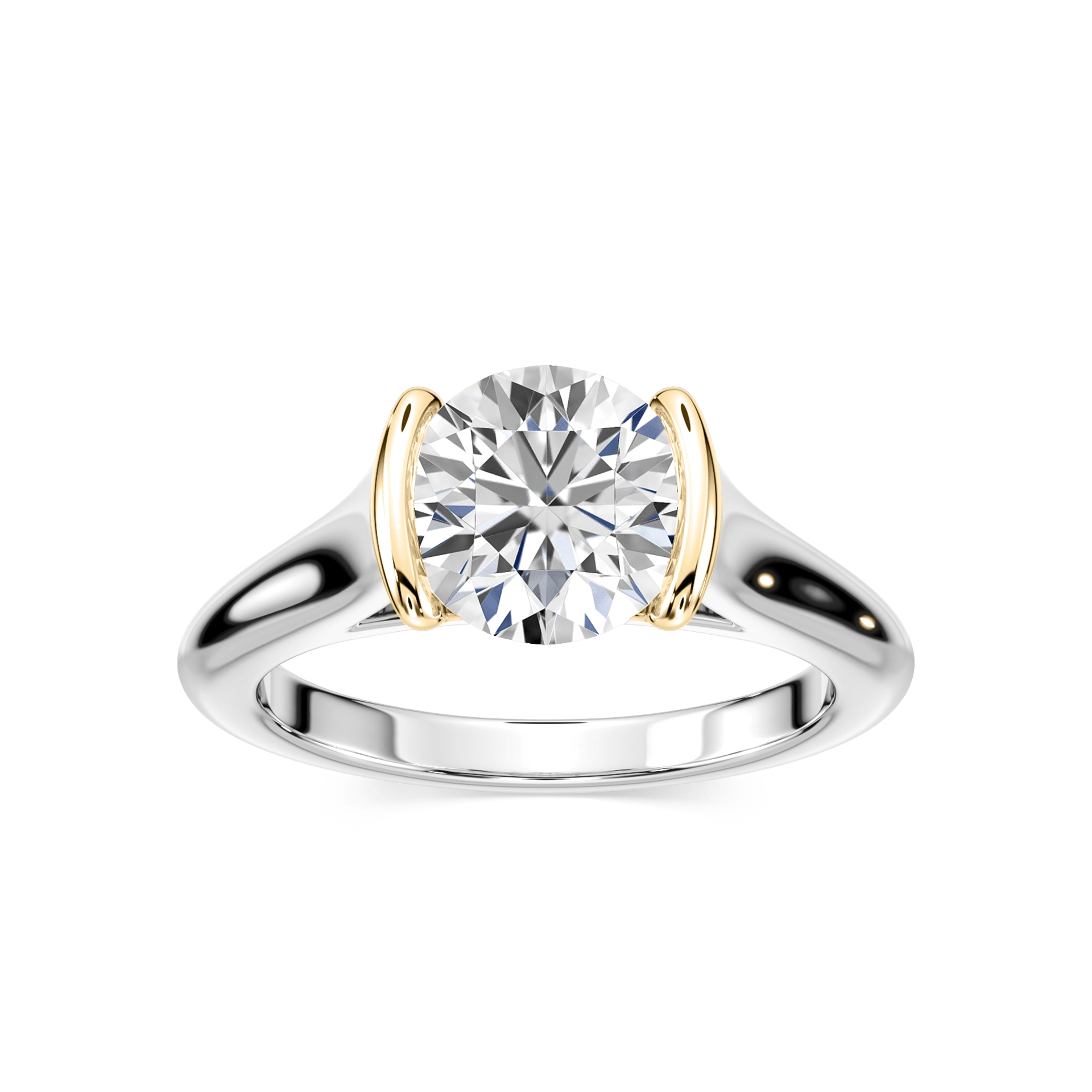 Audrey Round Lab Grown Diamond Half Bezel Solitaire Engagement Ring