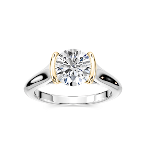 Audrey Round Lab Grown Diamond Half Bezel Solitaire Engagement Ring