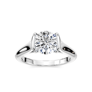 Audrey Round Lab Grown Diamond Half Bezel Solitaire Engagement Ring