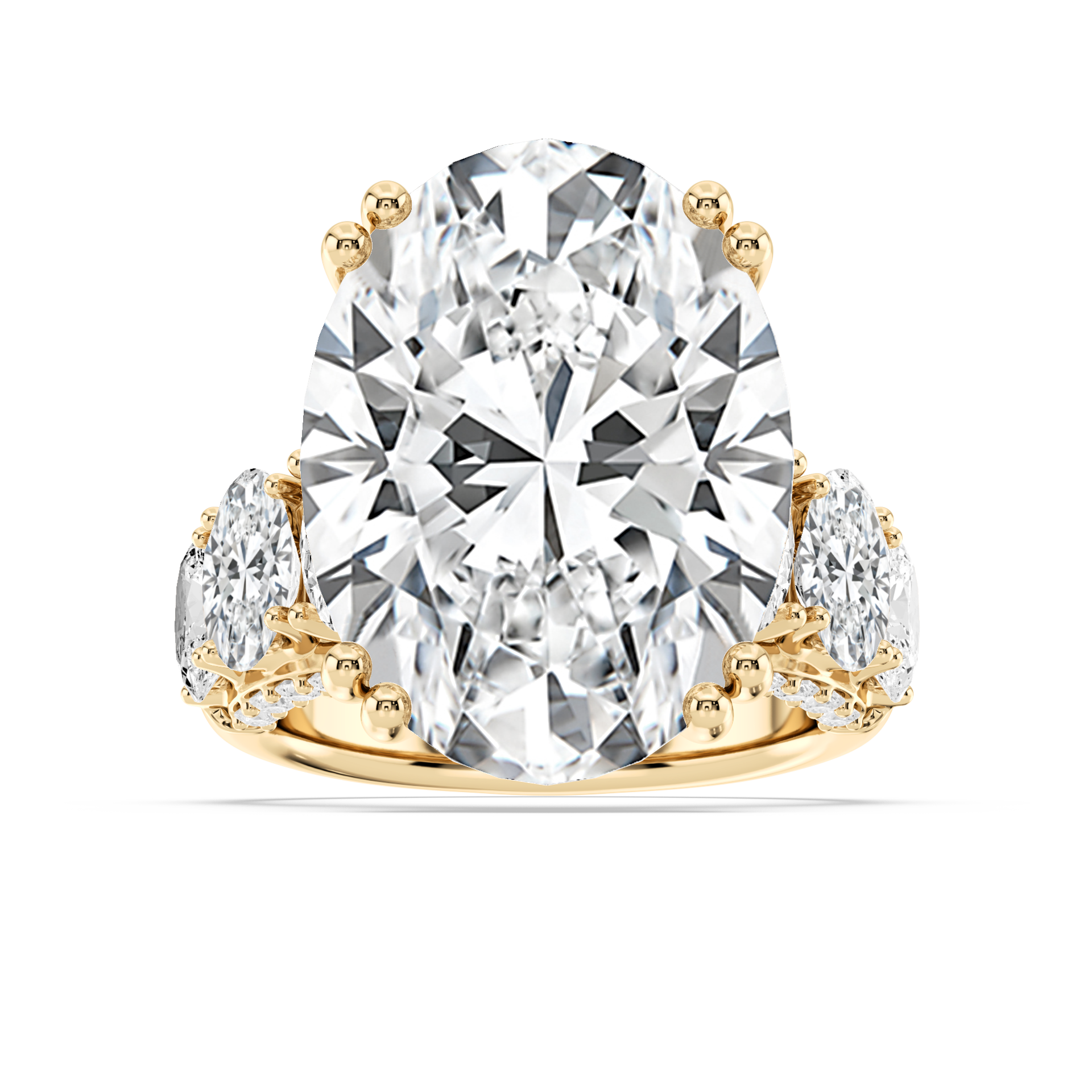 Jessica 27 ⅕ ctw Oval Lab Grown Diamond Double Prong Side Stone Engagement Ring - Signature Collection