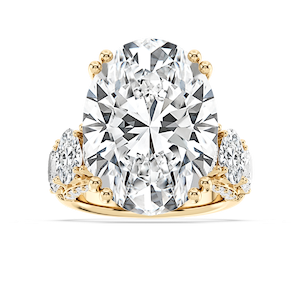 Jessica 27 ⅕ ctw Oval Lab Grown Diamond Double Prong Side Stone Engagement Ring - Signature Collection