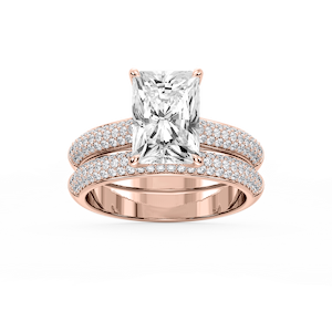 Joelle Radiant Lab Grown Diamond Pave Scooped Hidden Halo Wedding Set