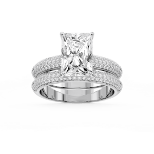 Joelle Radiant Lab Grown Diamond Pave Scooped Hidden Halo Wedding Set