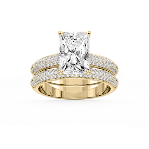 Joelle Radiant Lab Grown Diamond Pave Scooped Hidden Halo Wedding Set