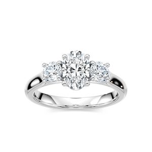 Josie Oval Lab Grown Diamond Trellis Three Stone Engagement Ring