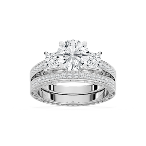 Julie Lab Grown Diamond Three Stone Channel Wedding Set