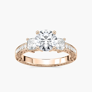 Julie Round Lab Grown Diamond Channel Three Stone Engagement Ring