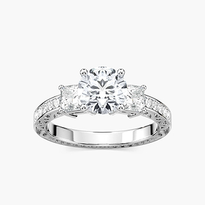 Julie Round Lab Grown Diamond Channel Three Stone Engagement Ring