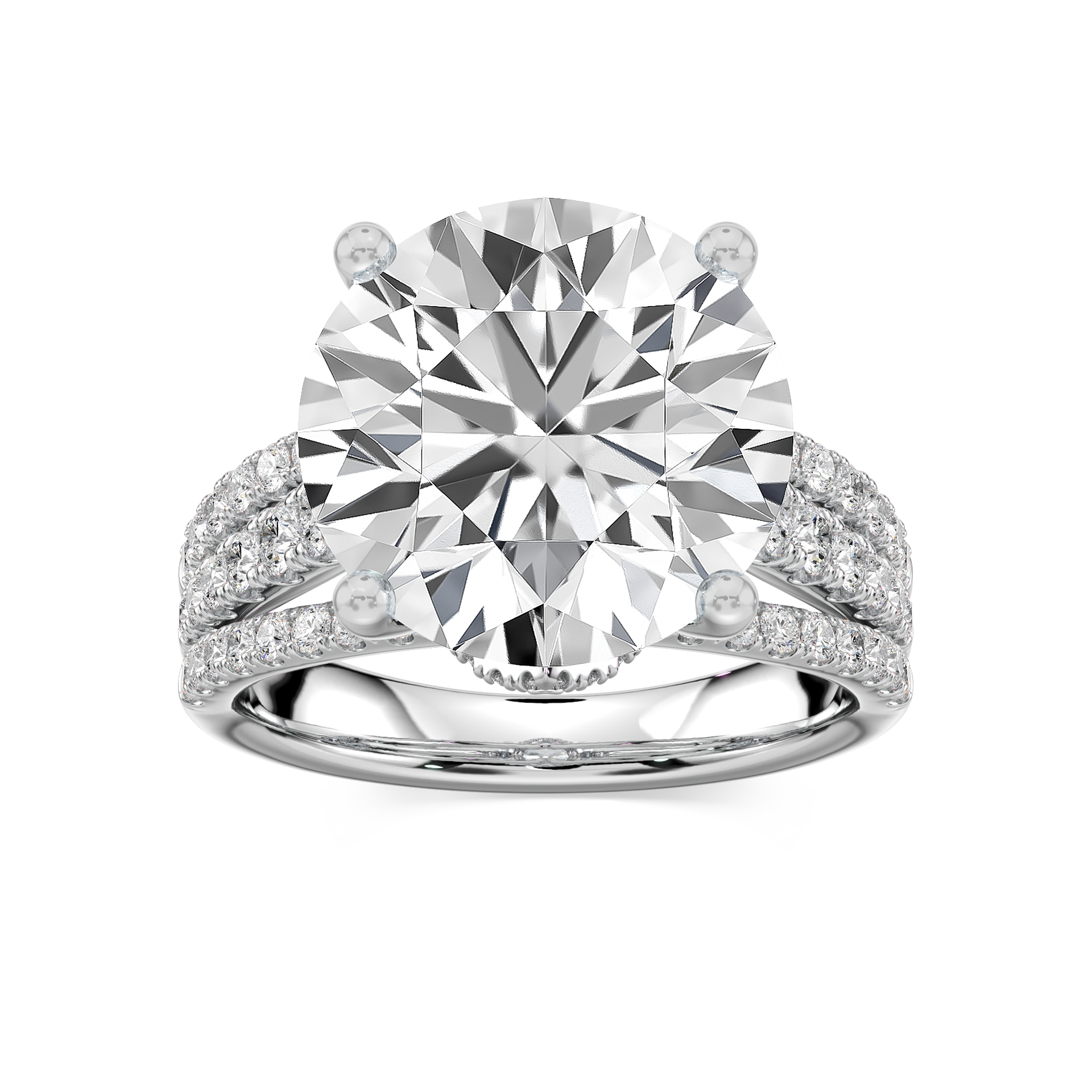 Juniper 10 7/8 ctw Round Lab Grown Diamond Triple Row Side Stone Engagement Ring - Signature Collection