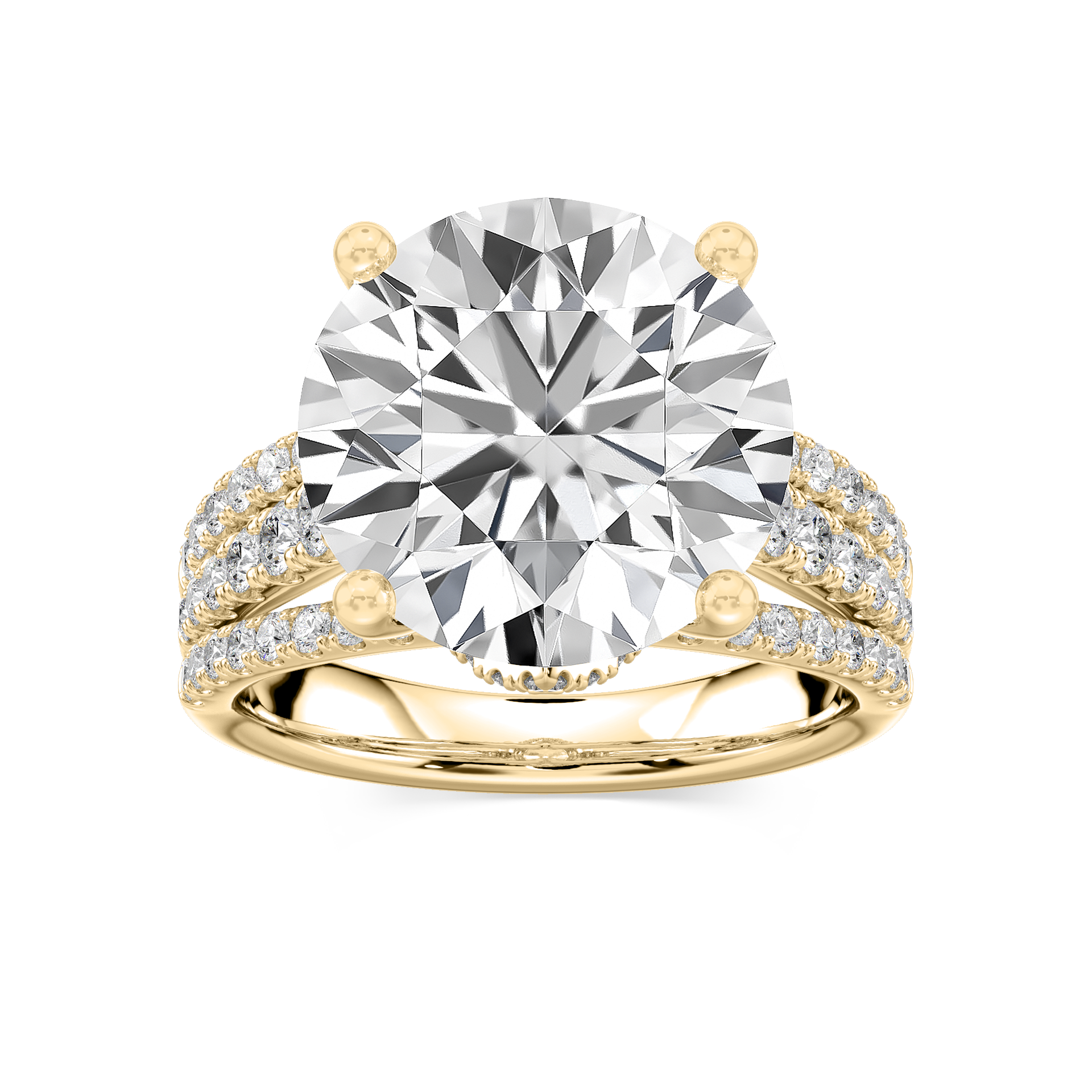 Juniper 10 7/8 ctw Round Lab Grown Diamond Triple Row Side Stone Engagement Ring - Signature Collection