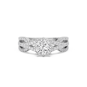 Kaia Lab Grown Diamond Entwined Eight Prong Side Stone Engagement Ring