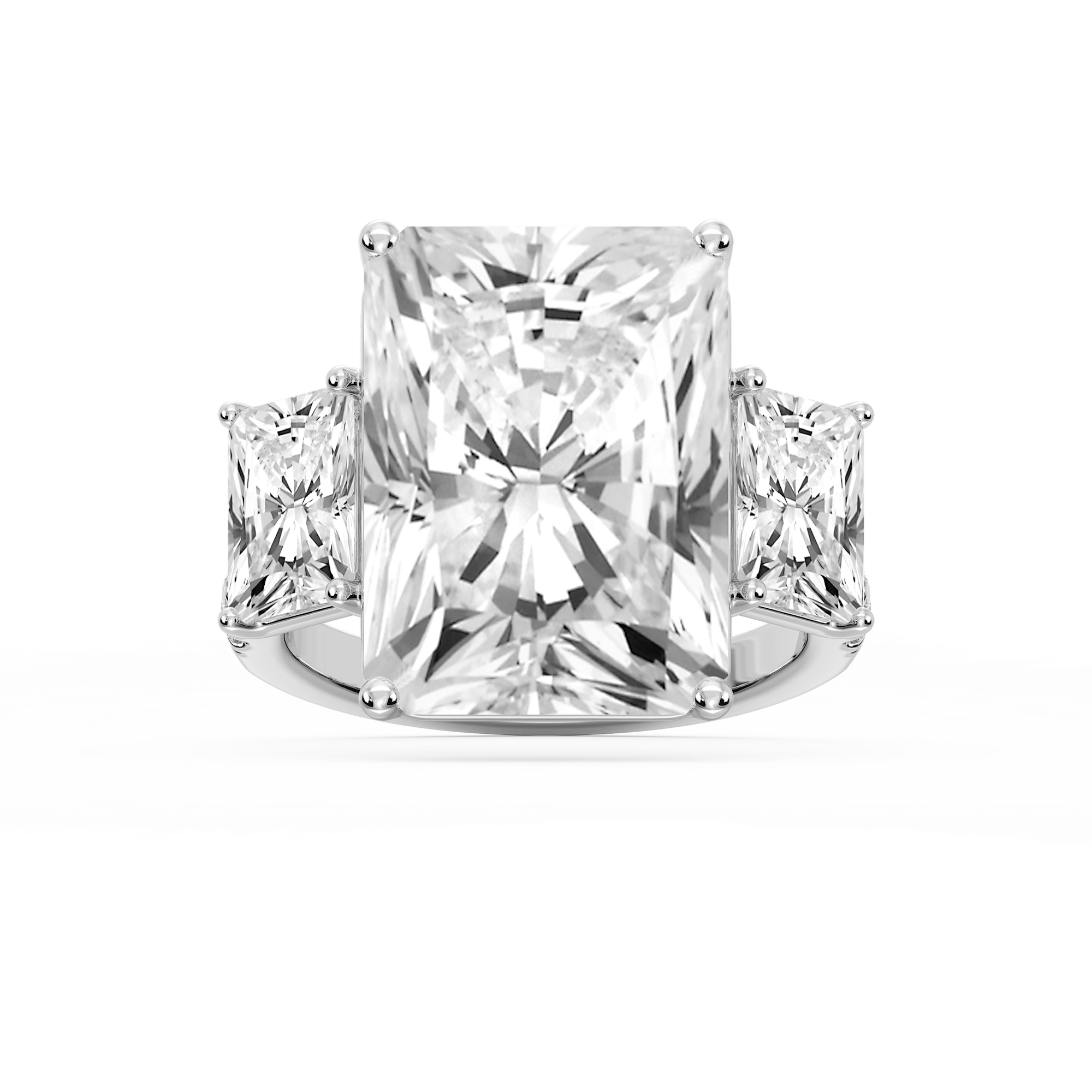 Kelly 19 ¼ ctw Radiant Lab Grown Diamond Pave Three Stone Engagement Ring - Signature Collection