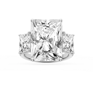 Kelly 19 ¹⁄₄ ctw Radiant Lab Grown Diamond Pave Three Stone Engagement Ring - Signature Collection