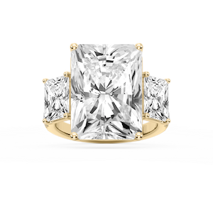 Kelly 19 ¹⁄₄ ctw Radiant Lab Grown Diamond Pave Three Stone Engagement Ring - Signature Collection