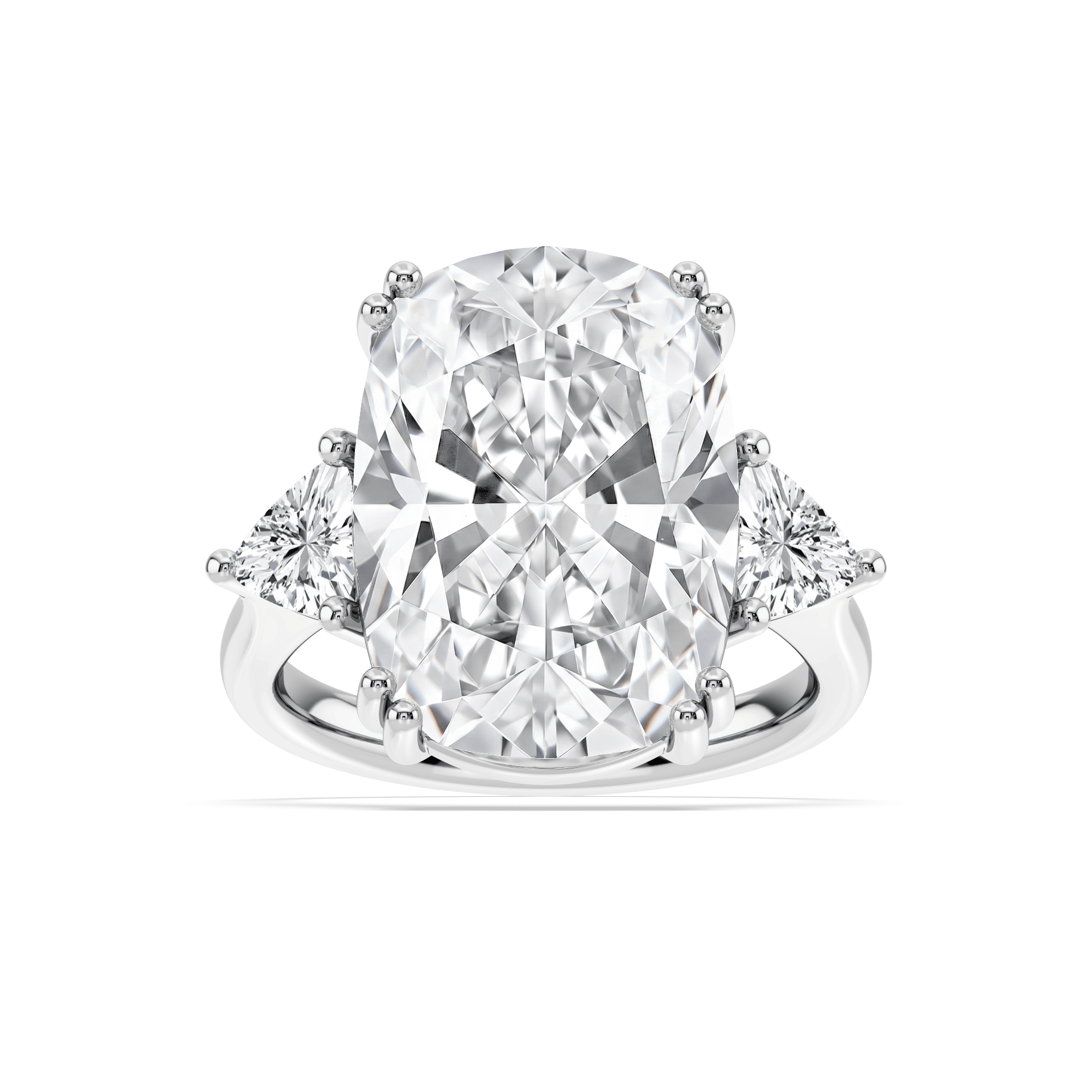 Kendall 16 ctw Elongated Cushion Lab Grown Diamond Three Stone Engagement Ring - Signature Collection