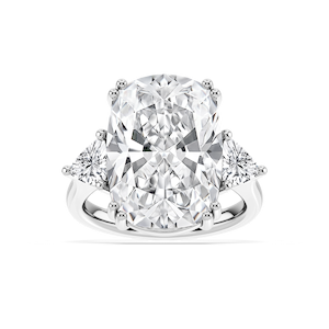 Kendall 16 ctw Elongated Cushion Lab Grown Diamond Three Stone Engagement Ring - Signature Collection