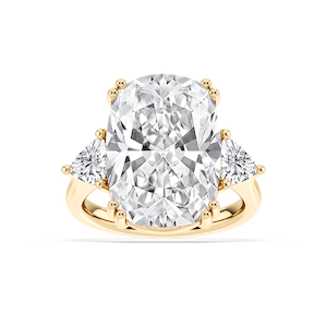 Kendall 16 ctw Elongated Cushion Lab Grown Diamond Three Stone Engagement Ring - Signature Collection