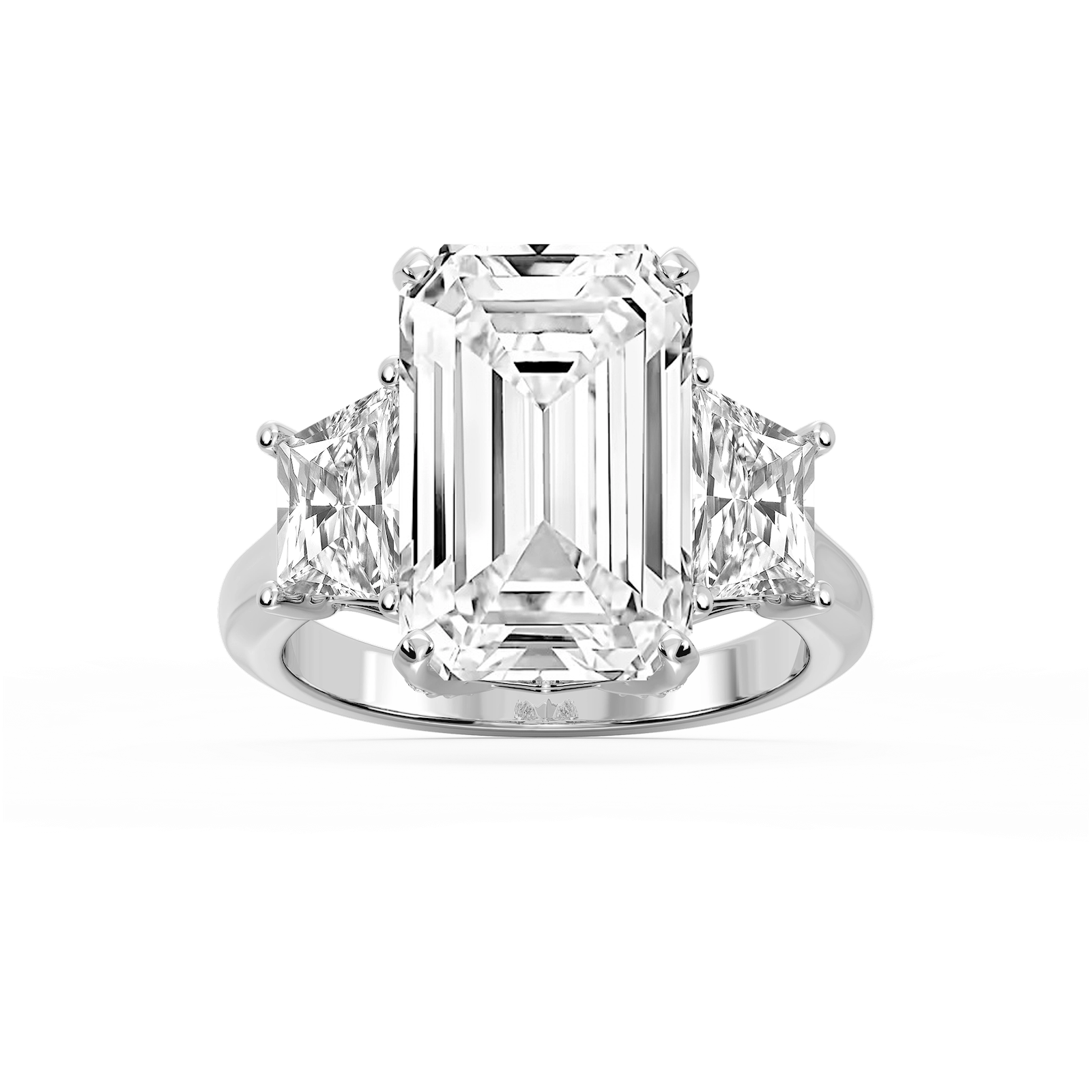 Kinsley 12 ¼ ctw Emerald Lab Grown Diamond Three Stone Engagement Ring - Signature Collection