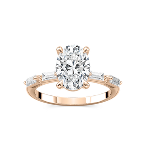 Kira Oval Lab Grown Diamond Spaced Baguette Side Stone Engagement Ring