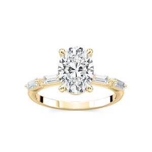 Kira Oval Lab Grown Diamond Spaced Baguette Side Stone Engagement Ring