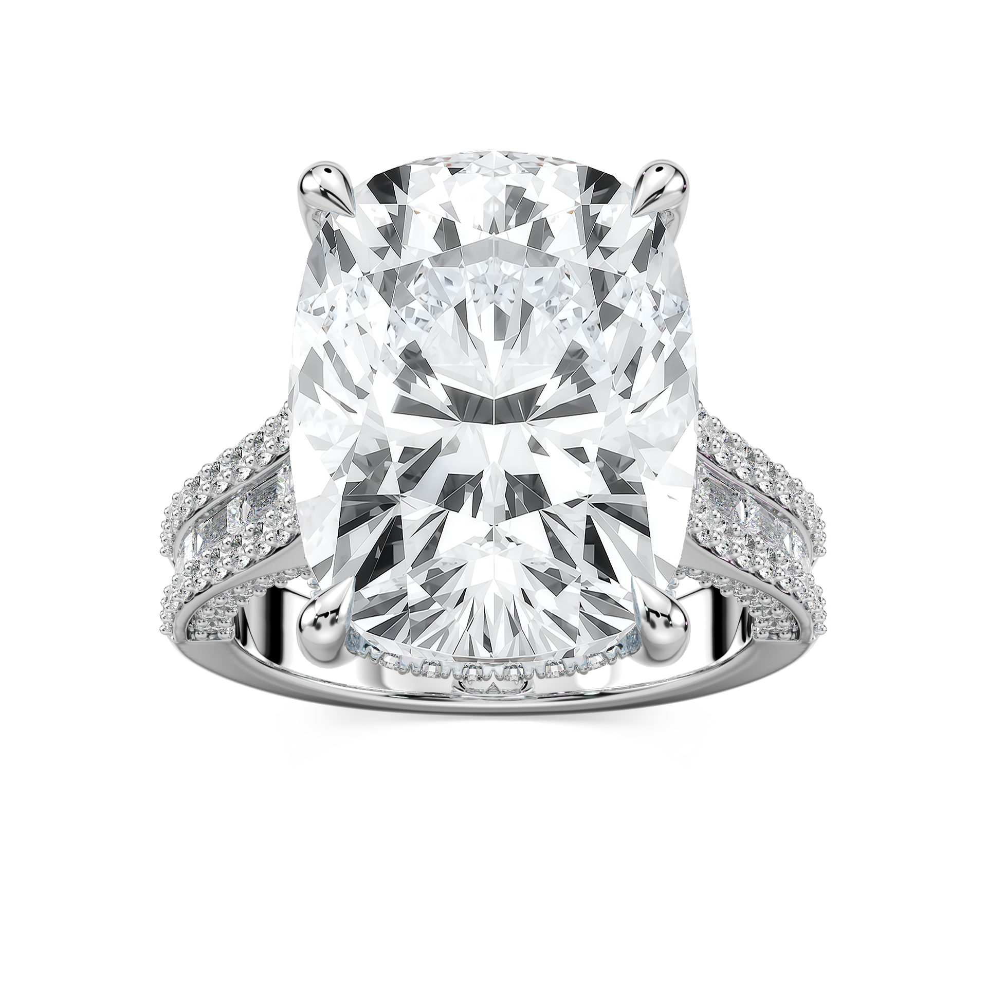 Kristina 17 ⅓ ctw Elongated Cushion Lab Grown Diamond Hidden Halo Engagement Ring - Signature Collection