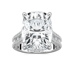 Kristina 17 ⅓ ctw Elongated Cushion Lab Grown Diamond Hidden Halo Engagement Ring - Signature Collection