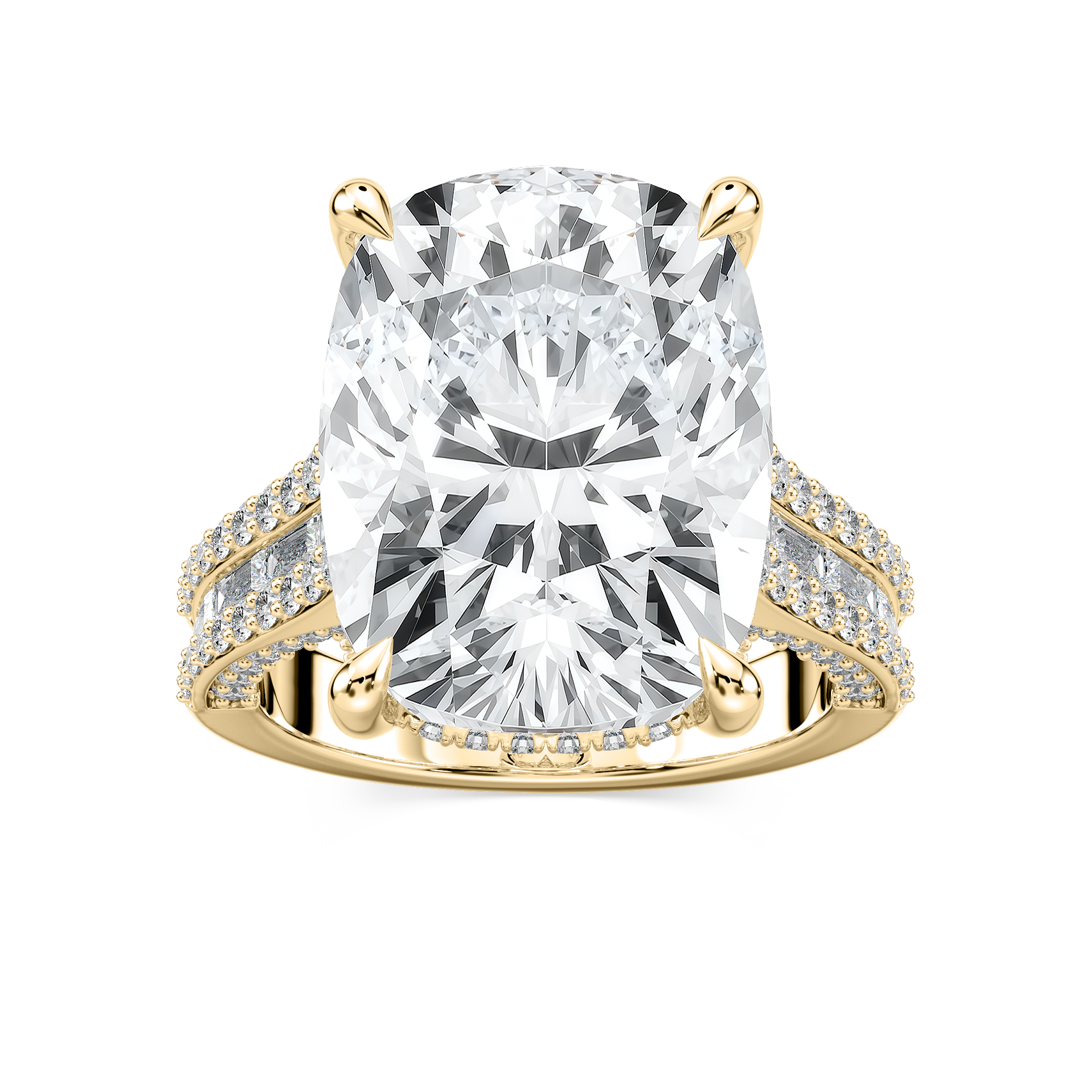 Kristina 17 ⅓ ctw Elongated Cushion Lab Grown Diamond Hidden Halo Engagement Ring - Signature Collection