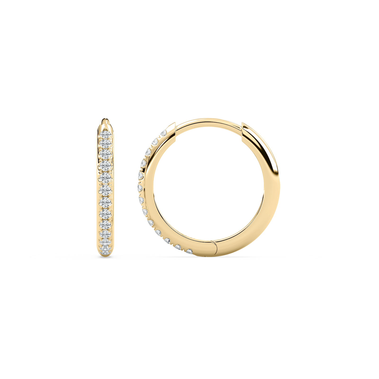 12mm Huggie Earrings with 0.18ctw Round Cut Lab-Grown Diamonds in 14K Yellow Gold