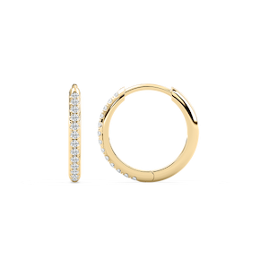 12mm Huggie Earrings with 0.18ctw Round Cut Lab-Grown Diamonds in 14K Yellow Gold