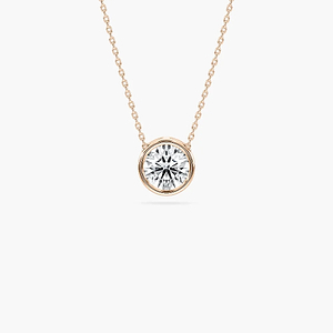 bezel set pendant with a round cut lab grown diamond