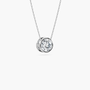 bezel set pendant with a round cut lab grown diamond