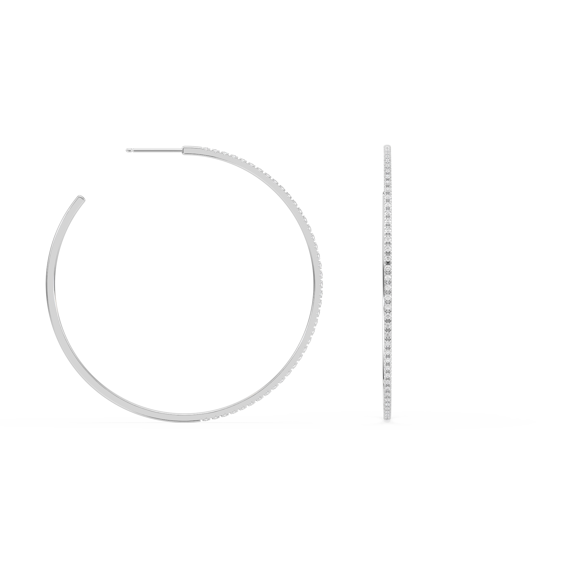 1/2 ctw Round Lab Grown Diamond 2 Inch Skinny Hoop Earrings